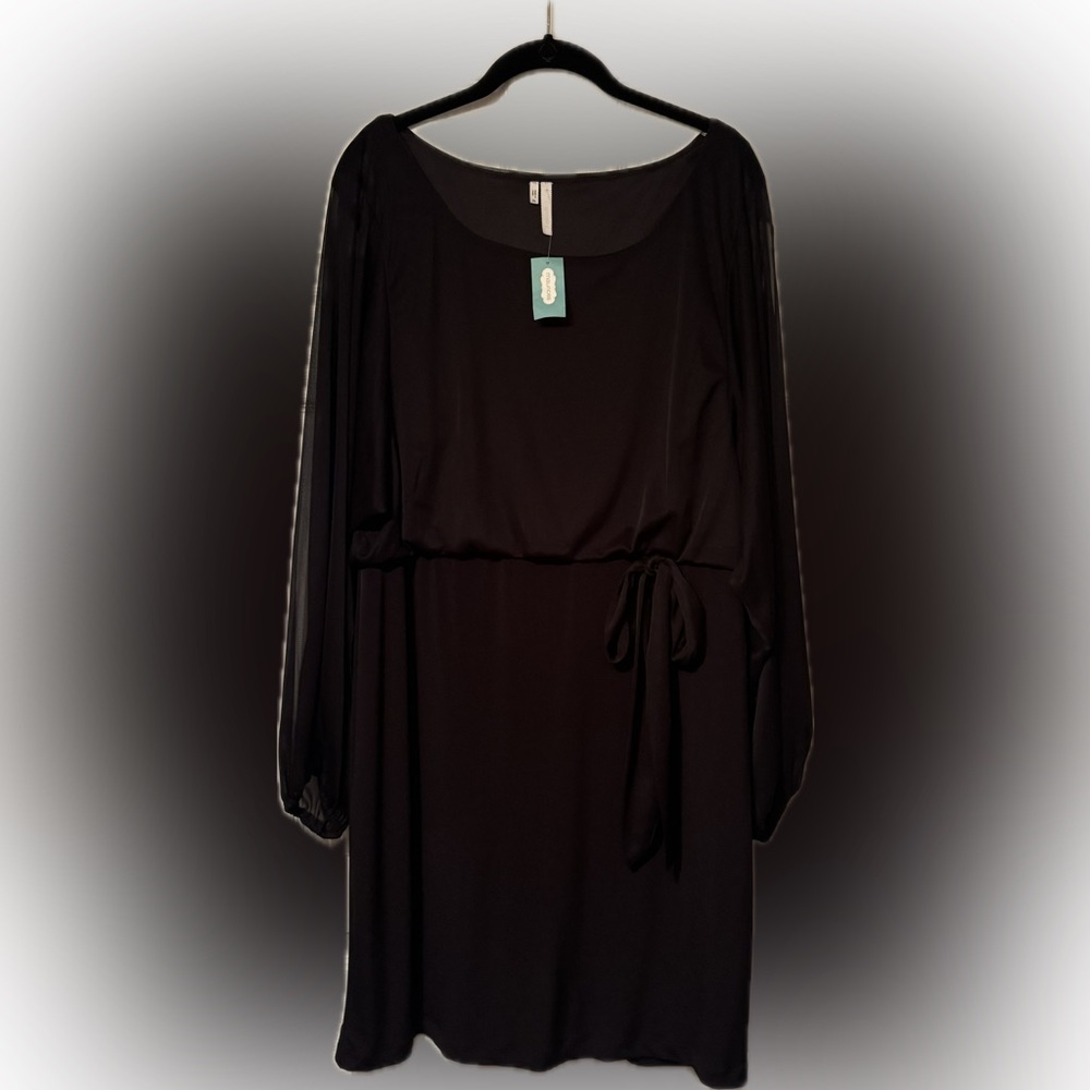 NWT Maurice’s Sz XL Elegant Black Long-Sleeve Dress w/ sheer split sleeves